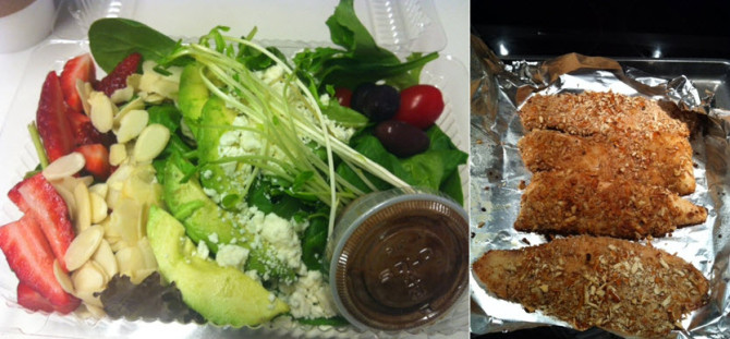 SPINACH/KALE SALAD & PRETZEL CHICKEN