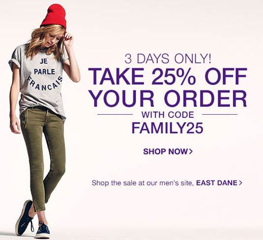 FAMILY & FRIENDS – 25% OFF AT SHOPBOP
