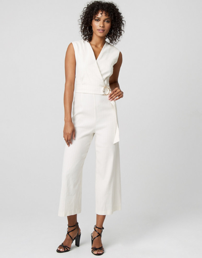 Stripe Linen Blend Culotte Jumpsuit